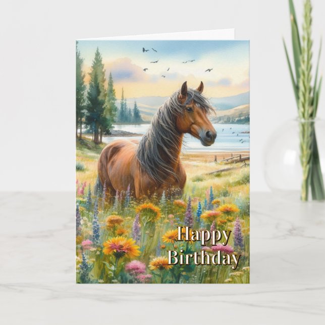 Mustang Horse Birthday Horse Lover Greeting Card (Front)