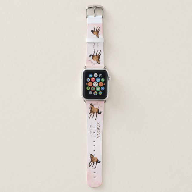 Mustang horse gifts for girls personalized name apple watch band (Front)