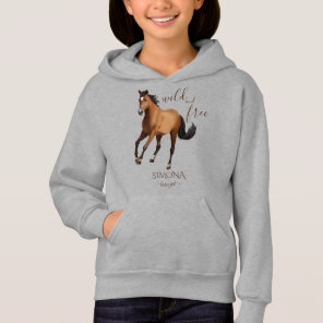 Mustang horse gifts for girls personalized name hoodie