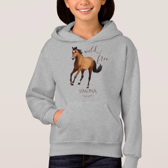 Mustang horse gifts for girls personalized name hoodie (Front)