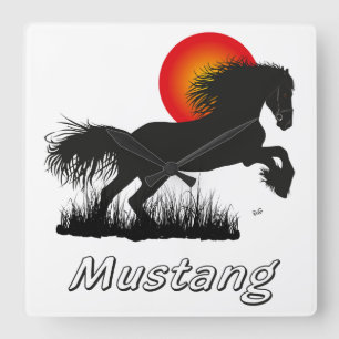 Mustang horse lover square wall clock