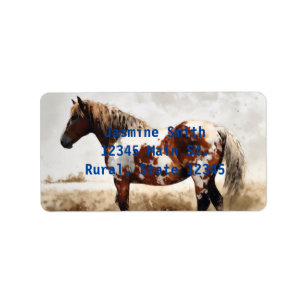Mustang Horse Painting Label