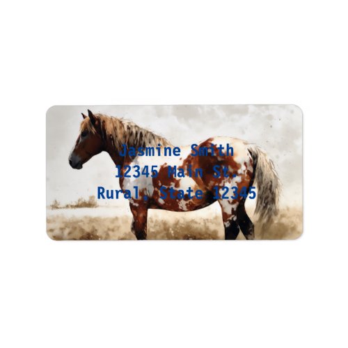 Mustang Horse Painting Label