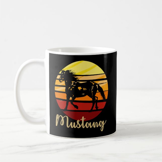 Mustang Horse Running In Sunset Coffee Mug (Left)