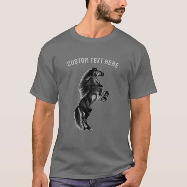 Mustang Horse T-Shirt with Custom Text (Front)