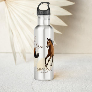 Mustang horse wild and free personalized horse  stainless steel water bottle