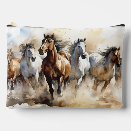 Mustang Horses Custom Name Equestrian Accessory Pouch