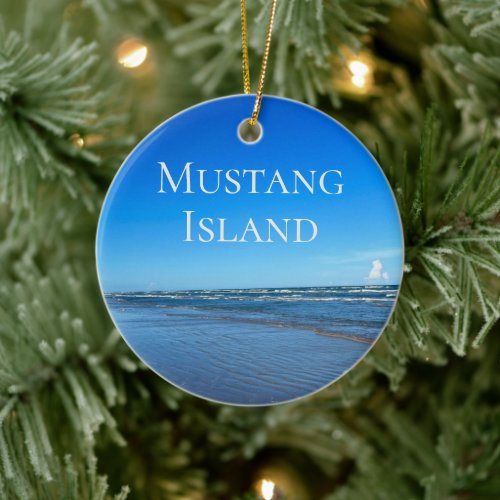 Mustang Island Ocean Waves Texas Beach Christmas Ceramic Ornament