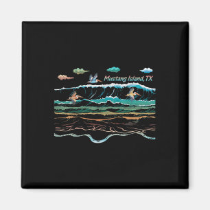 Mustang Island Texas Colorful Tie-dye Pelican Beac Magnet