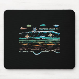 Mustang Island Texas Colorful Tie-dye Pelican Beac Mouse Pad