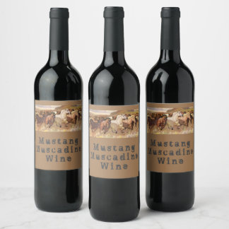 Mustang Muscadine Wine Natural Wild Horses Nature  Label