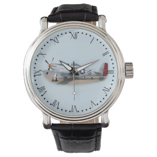 Mustang P-51D Aircraft Roman dial Watch