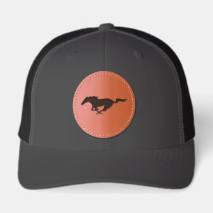Mustang Pony Horse Leather Patch Cap