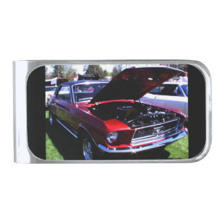Mustang Red Silver Finish Money Clip