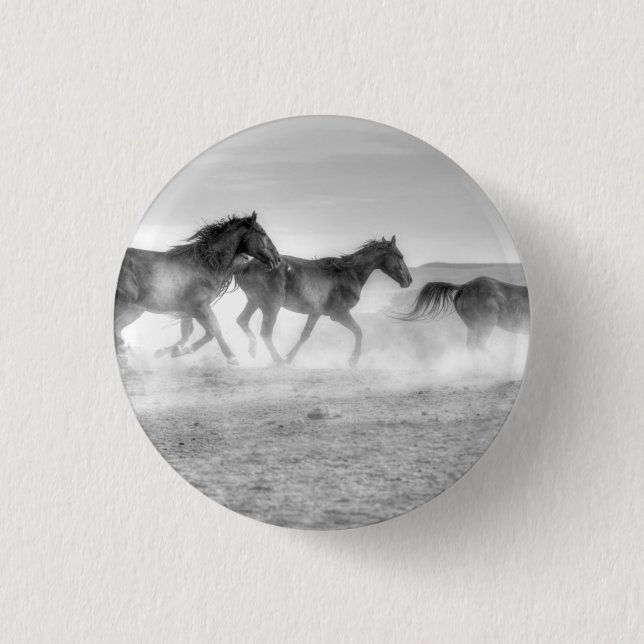 Mustang Run Pinback Button (Front)