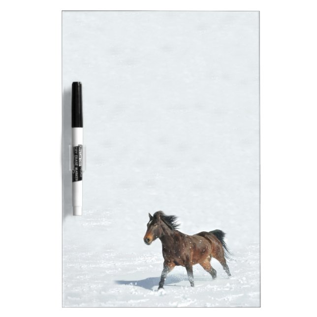 Mustang Running in Snow Dry Erase Board (Front)