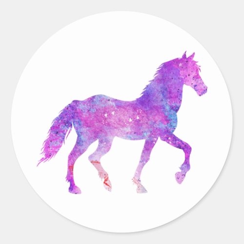 Mustang  silhouette _ Choose background color Classic Round Sticker