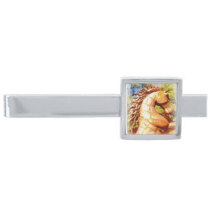 mustang stallion silver finish tie clip