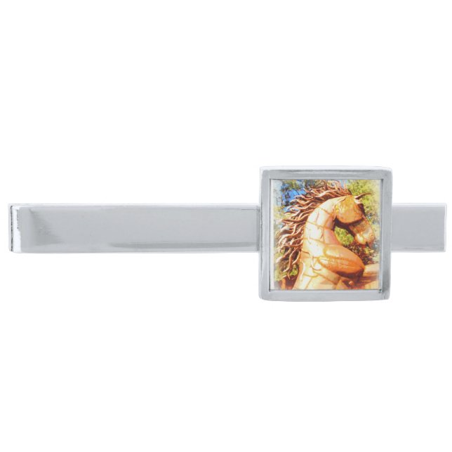 mustang stallion silver finish tie clip (Front)