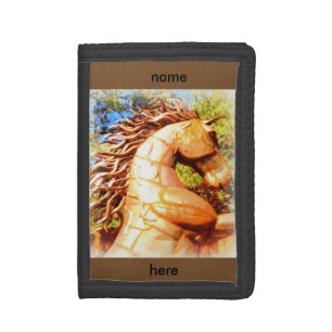 mustang stallion tri-fold wallet