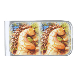 mustang stallions silver finish money clip