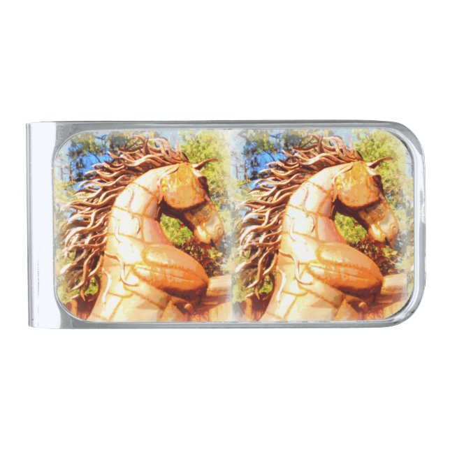 mustang stallions silver finish money clip (Front)