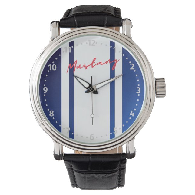 Mustang Watch Blue and White (Front)