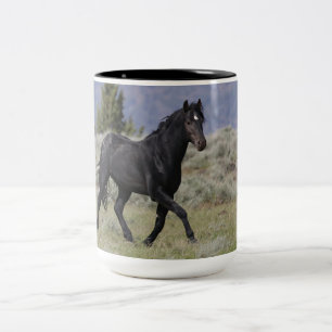 Mustang Wild Black Stallion and Cloud BeverageMug Two-Tone Coffee Mug