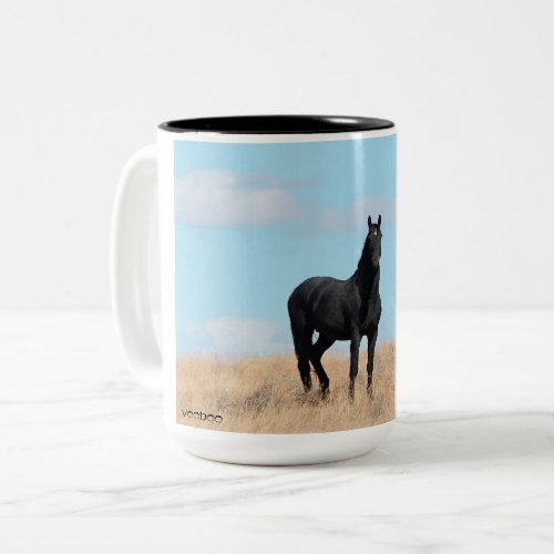 Mustang Wild Black Stallion and Cloud BeverageMug  Two_Tone Coffee Mug