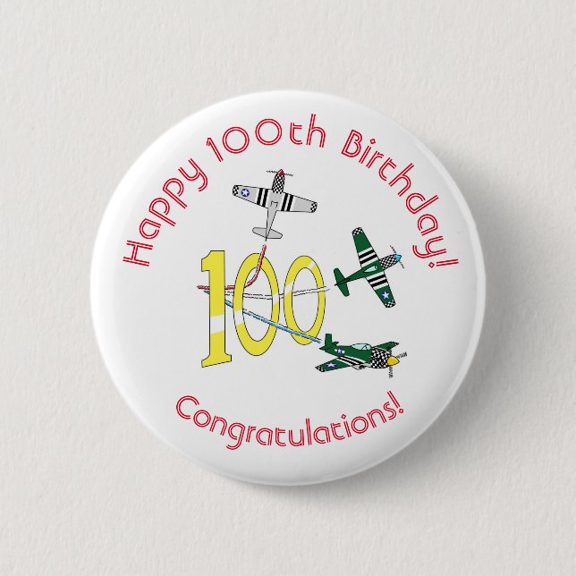 Mustangs 100th Birthday Badge Button (Front)