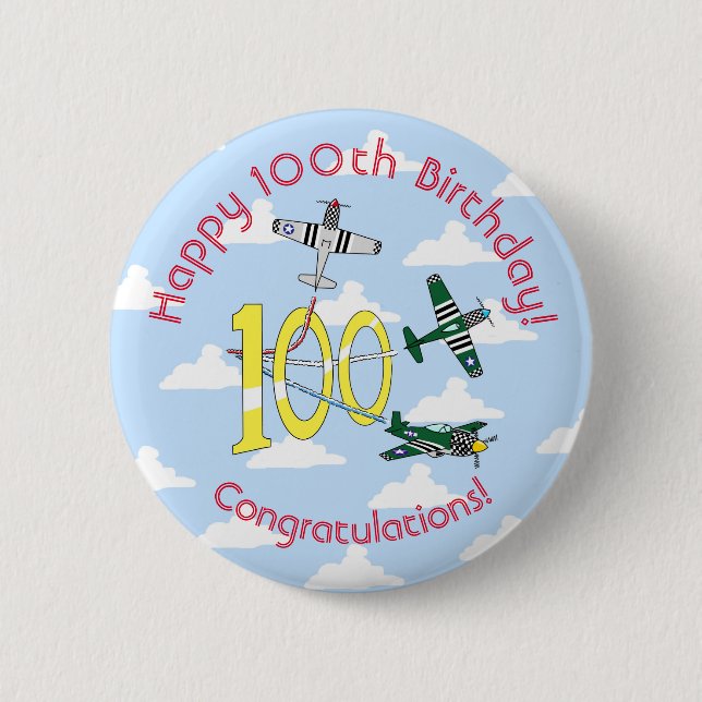 Mustangs 100th Birthday (Blue Sky) Badge Button (Front)