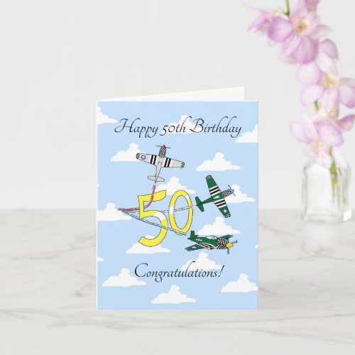 Mustangs 50th Blue Sky Birthday Card