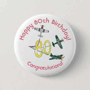 Mustangs 80th Birthday Badge Button