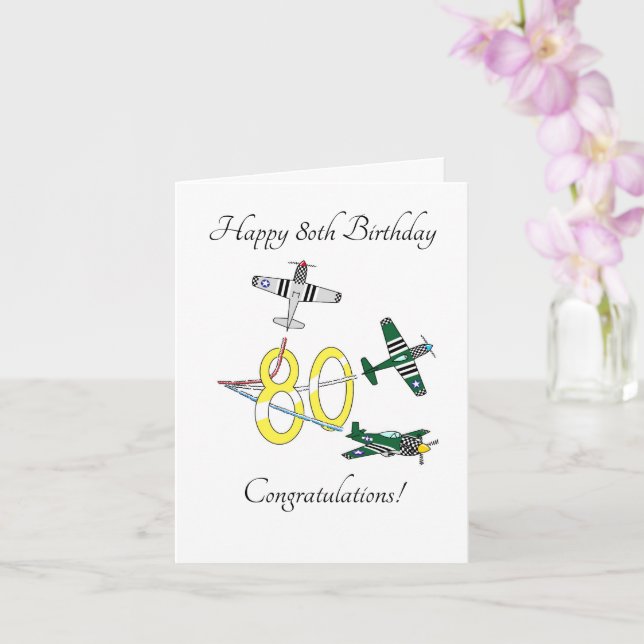 Mustangs 80th Birthday Card (Orchid)