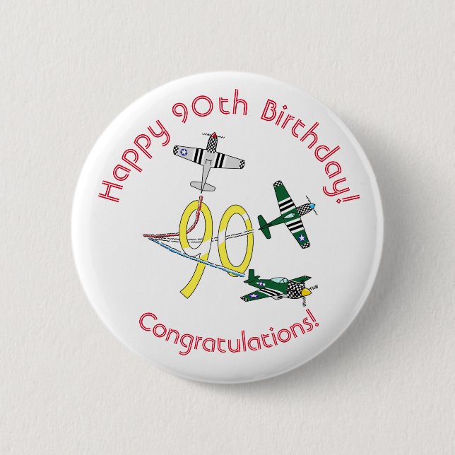 Mustangs 90th Birthday Badge Button (Front)