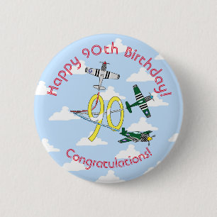 Mustangs 90th Birthday (Blue Sky) Badge Button