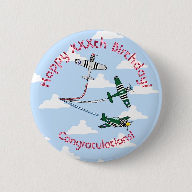 Mustangs Birthday (Blue Sky) Badge Button (Front)