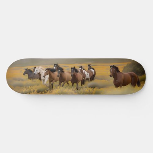 Mustangs in a Field of Wildflowers Skate Deck 