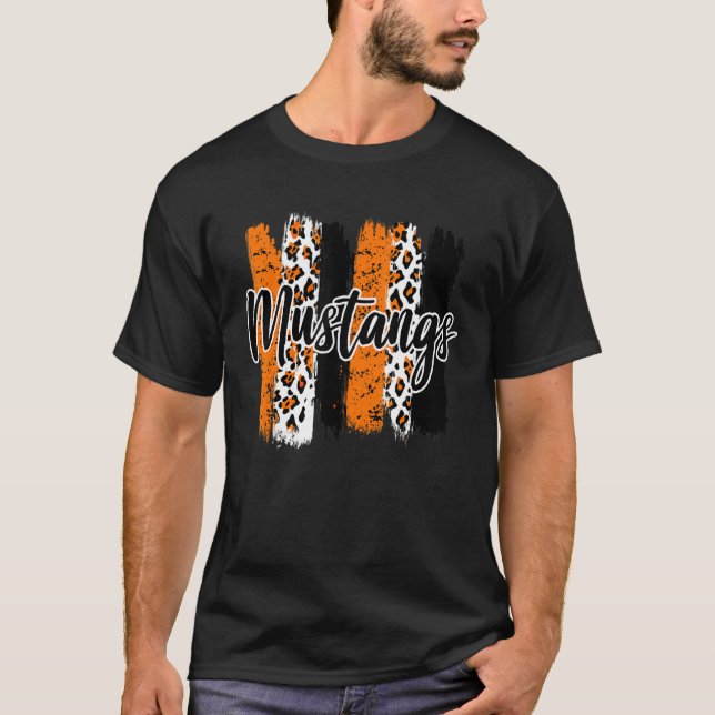 Mustangs School Sports Fan Team Spirit Mascot T-Shirt (Front)