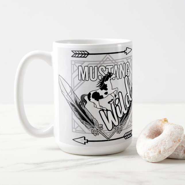 MustangWild Running Pinto Drinkware Coffee Mug (With Donut)