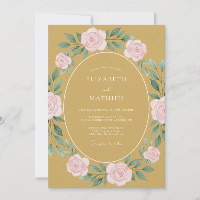 Mustard Alluring Vintage Wedding Invitation (Front)