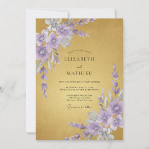 Mustard Amethyst Petal Wedding Invitation