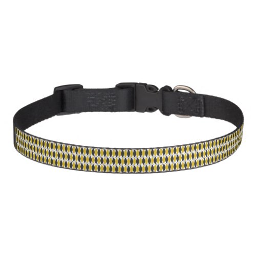 Mustard and Black Modern Geometric Diamond Pattern Pet Collar