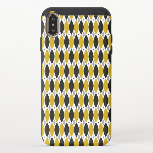 Mustard and Black Modern Geometric Diamond Pattern iPhone XS Max Slider Case