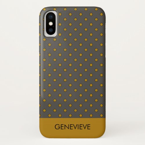 Mustard and Brown Polka Dots Pattern Monogram iPhone X Case