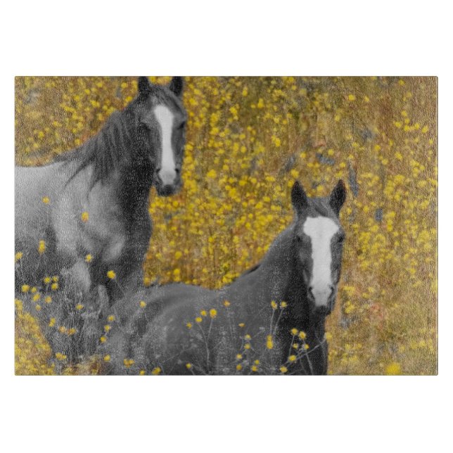 Mustard and Horses Cutting Board (Front)