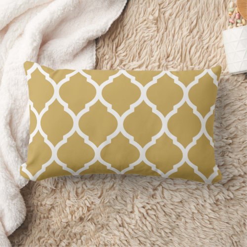 Mustard and White Moroccan Pattern Lumbar Pillow