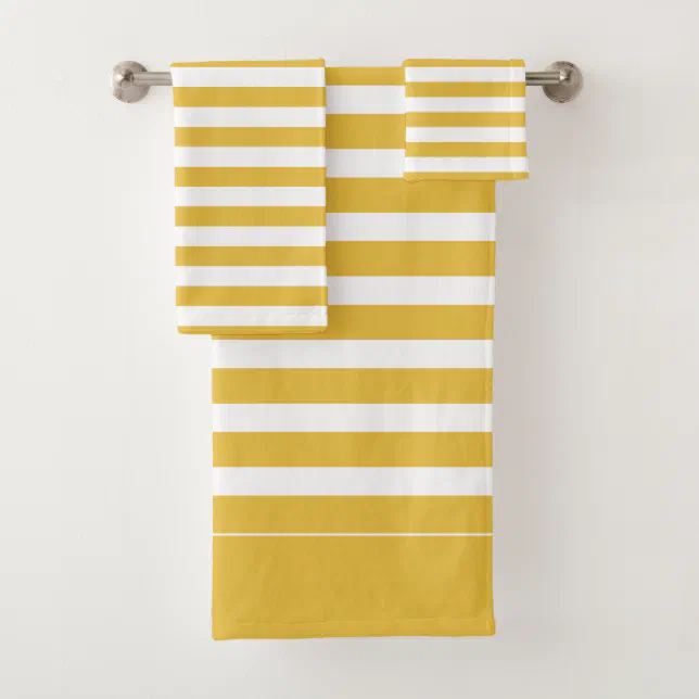 Mustard and White Striped Bath Towel Set Zazzle
