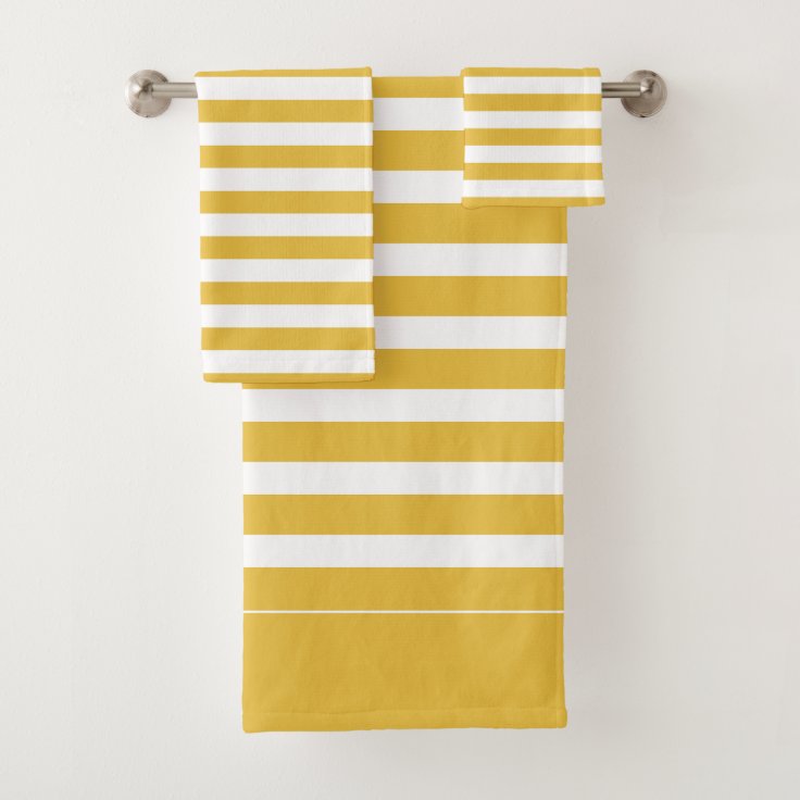 Mustard and White Striped Bath Towel Set Zazzle