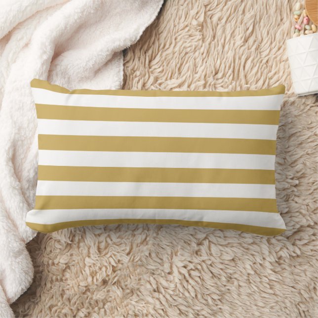 Mustard and White Stripes Lumbar Pillow (Blanket)
